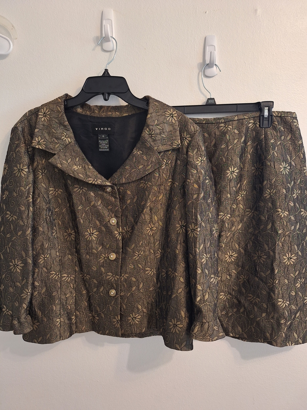 Virgo Brown Floral Brocade Skirt
